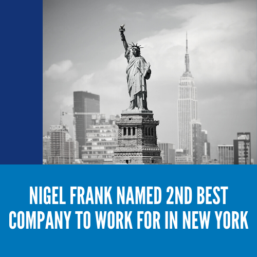 Nigel Frank named 2nd Best Company to Work for in New York